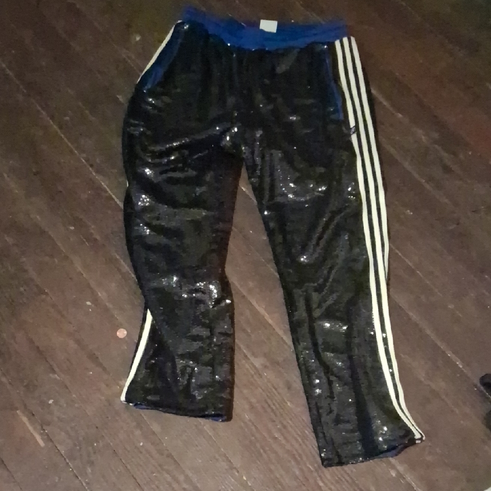 Black Sequin Adidas Korn Track Pants